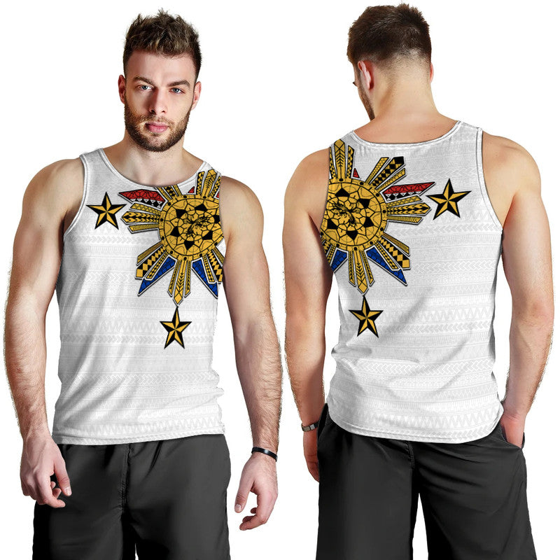 Filipino Men Tank Top Tribal White Style