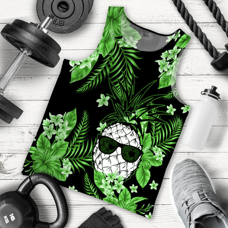 Hawaii Summer Colorful Pineapple Men Tank Top Green