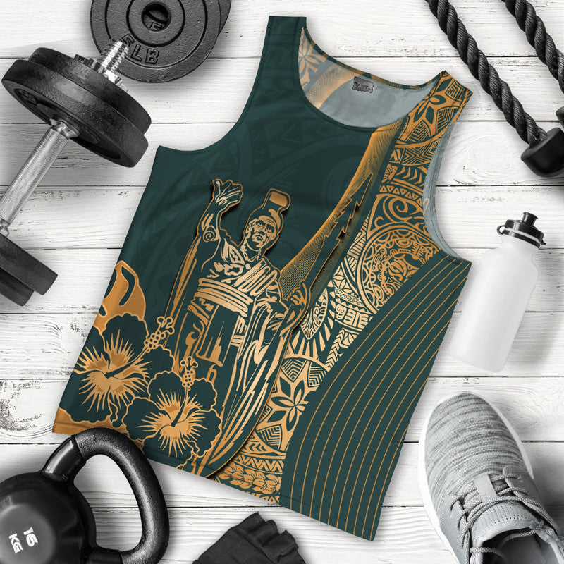 Hawaiian King Kamehameha Men Tank Top Vibe Green Style
