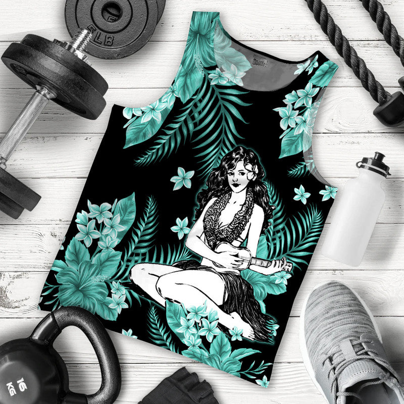 Hawaii Summer Colorful Hula Girl Men Tank Top Turquesa