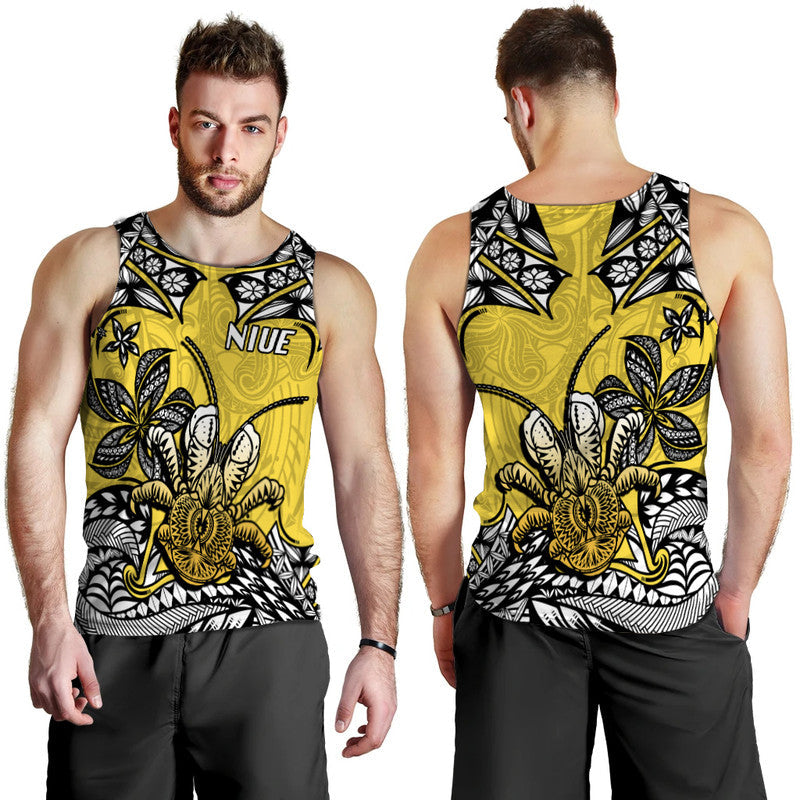 Niue Uga Men Tank Top Tribal Patterns Yellow Style