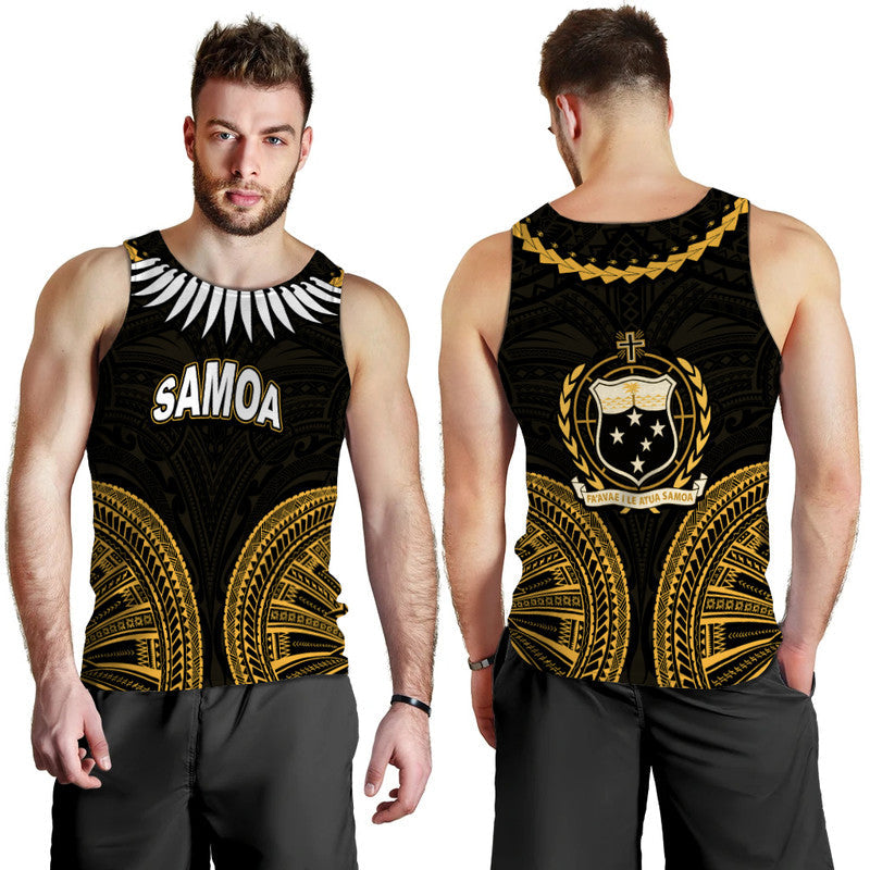 Samoa Ula Nifo Tribal Men Tank Top Gold Style