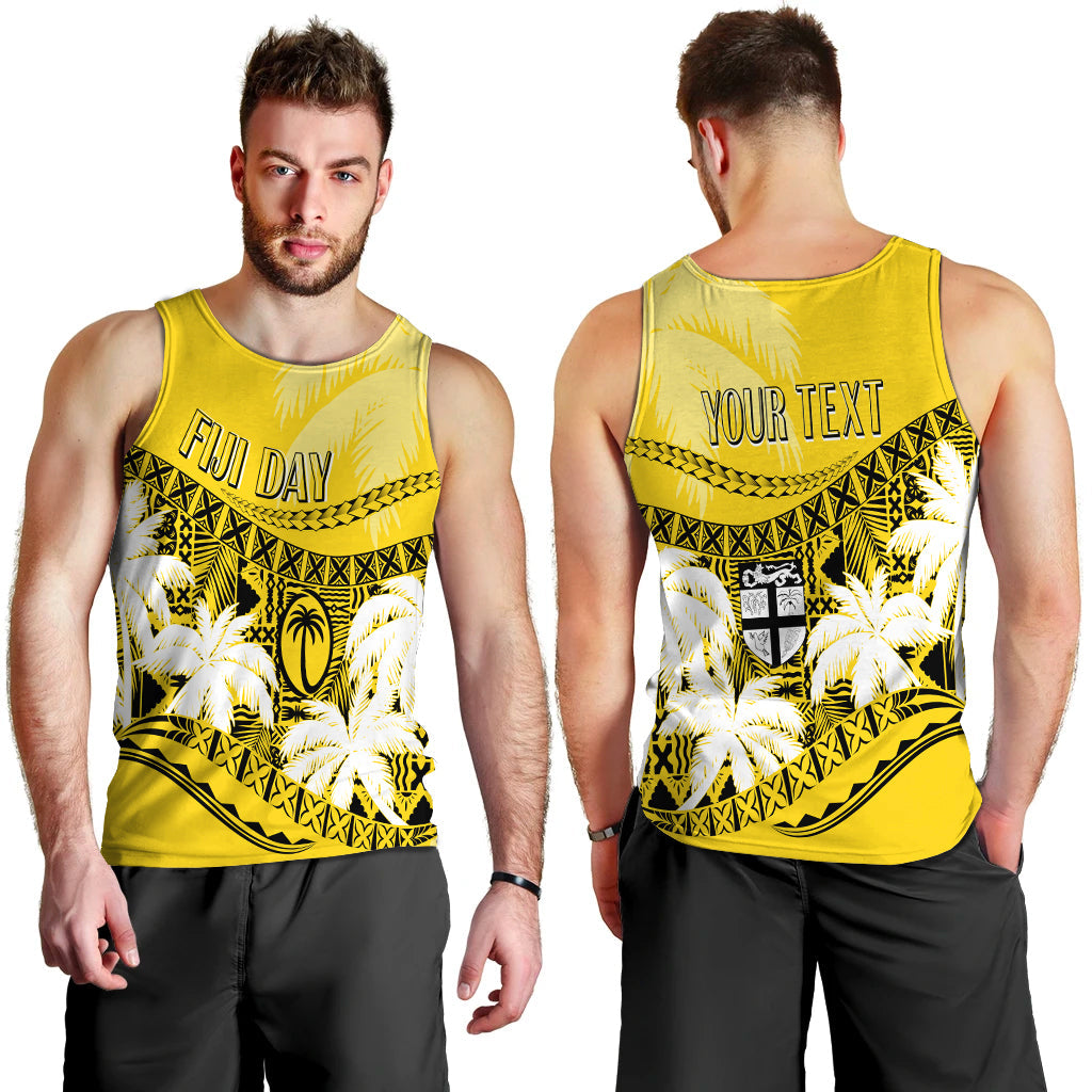 Personalised Fiji Day Men Tank Top Flying Fijians Masi Kesa Style Gold