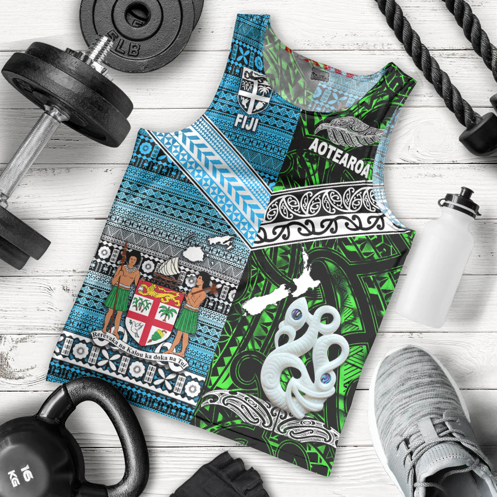 New Zealand Maori Aotearoa Fiji Tapa Together Men Tank Top Green