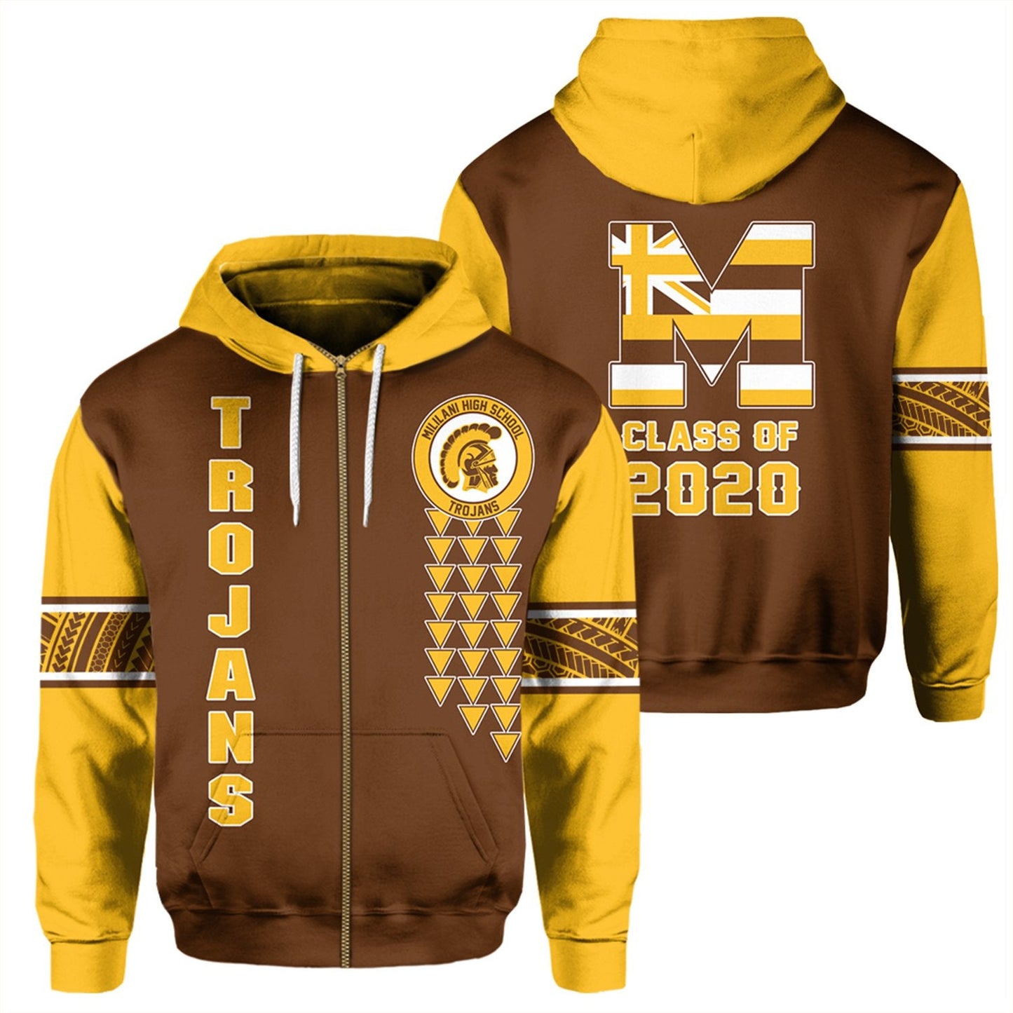 Custom Text Personalized Hawaii Hoodie Mililani High Custom Your Class Zip Hoodie AH