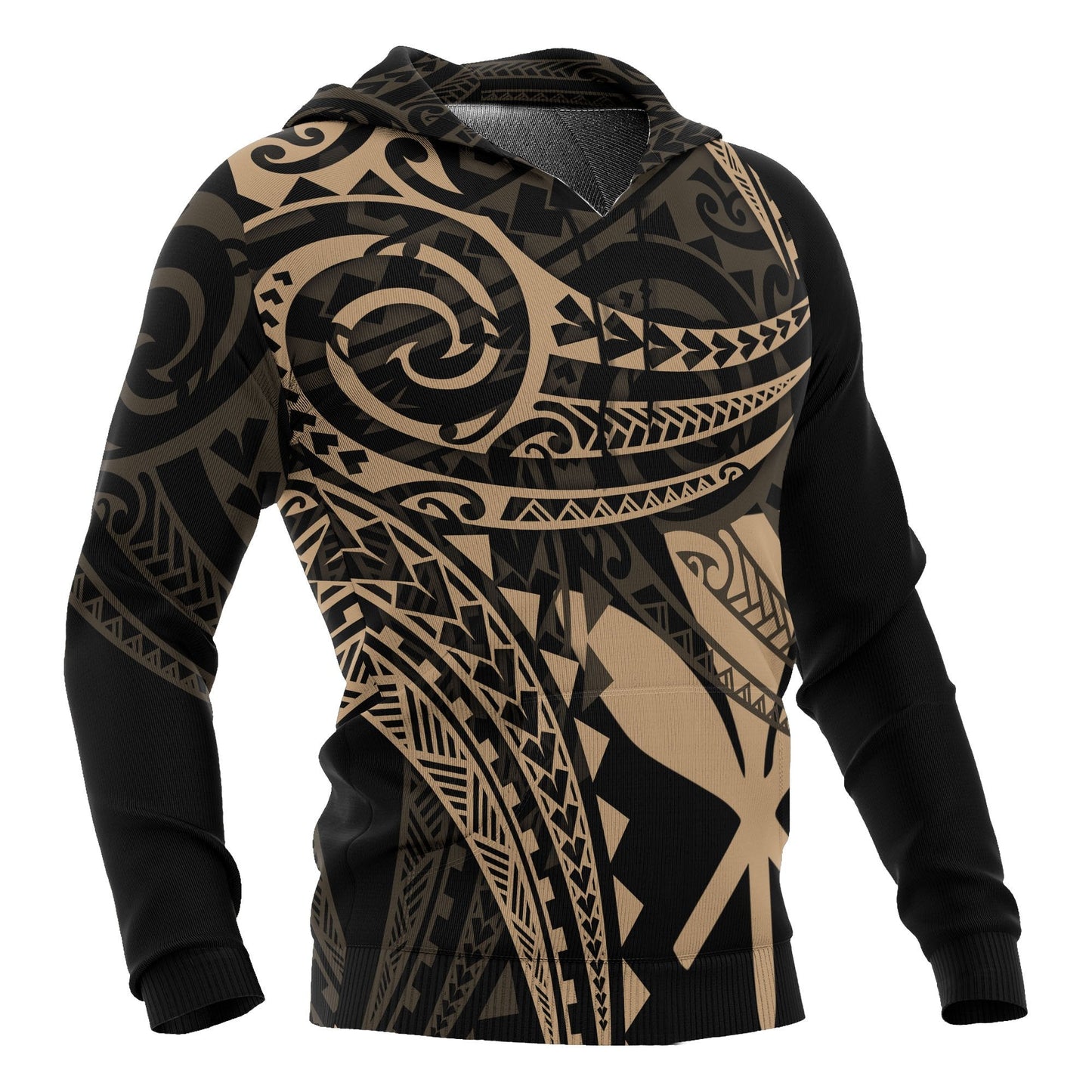Hawaii Polynesian Hoodie Gold Tribal Pattern