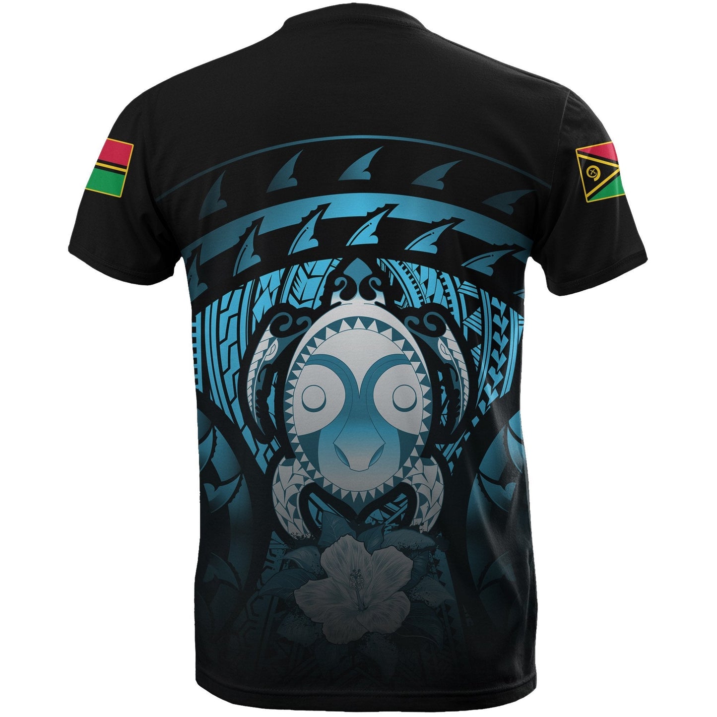 Vanuatu T-Shirt Vanuatu FLag Turtle Hibiscus Blue