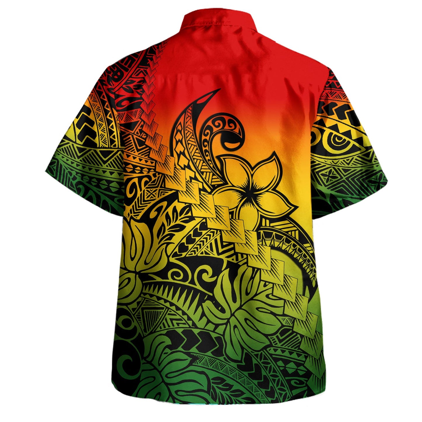 Polynesian Tribal Hawaiian Shirt Plumeria Flowers Pattern Tropical Island Reggae Hawaii Shirt