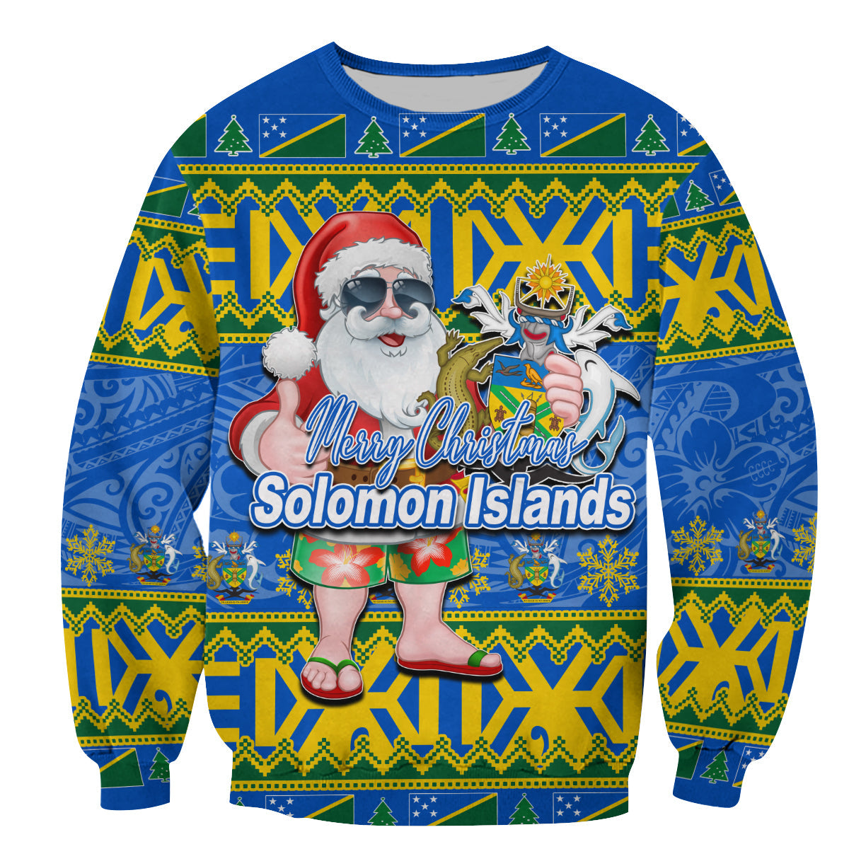 Solomon Islands Christmas Sweatshirt Cool Santa Claus