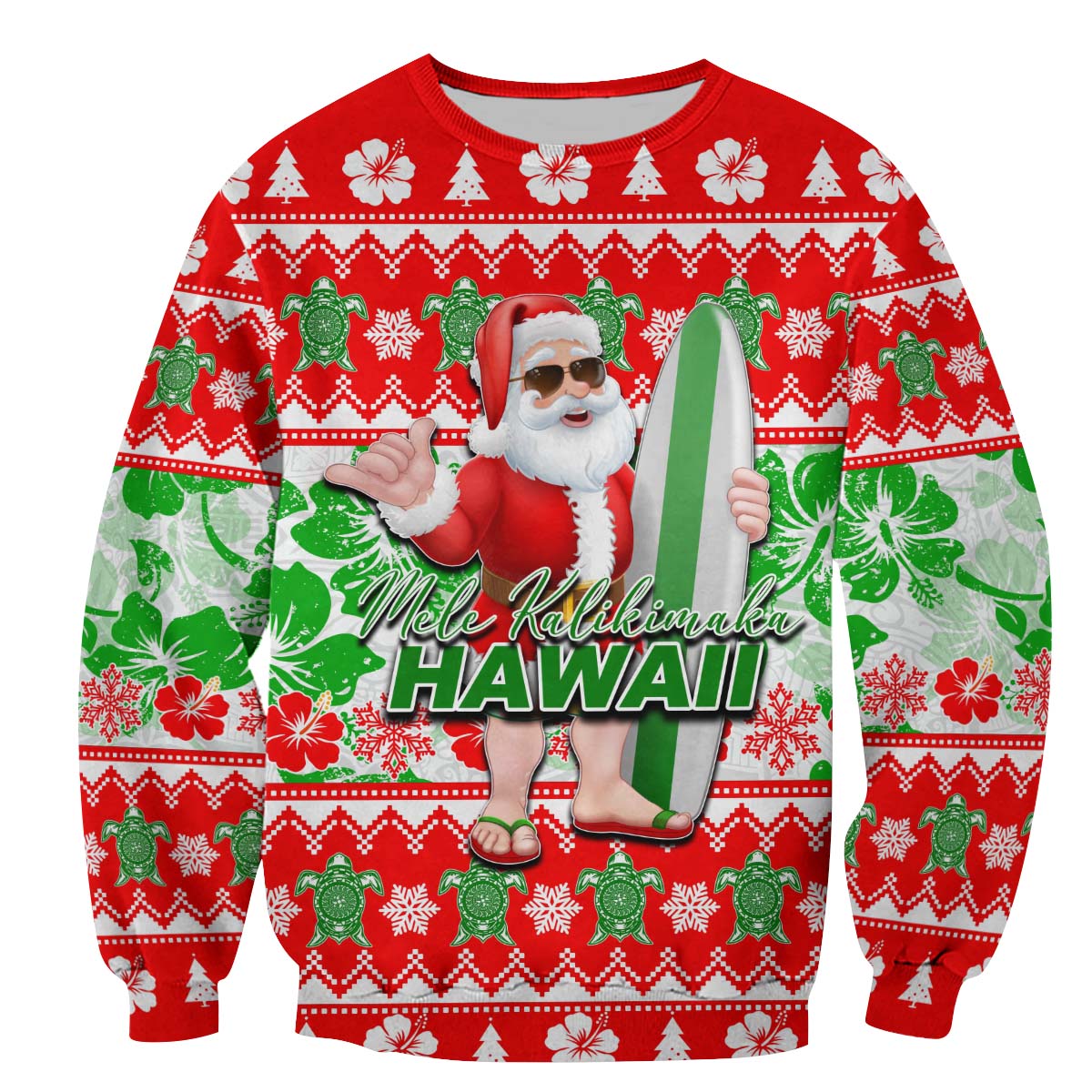 Hawaii Mele Kalikimaka Christmas Sweatshirt Cool Santa Claus