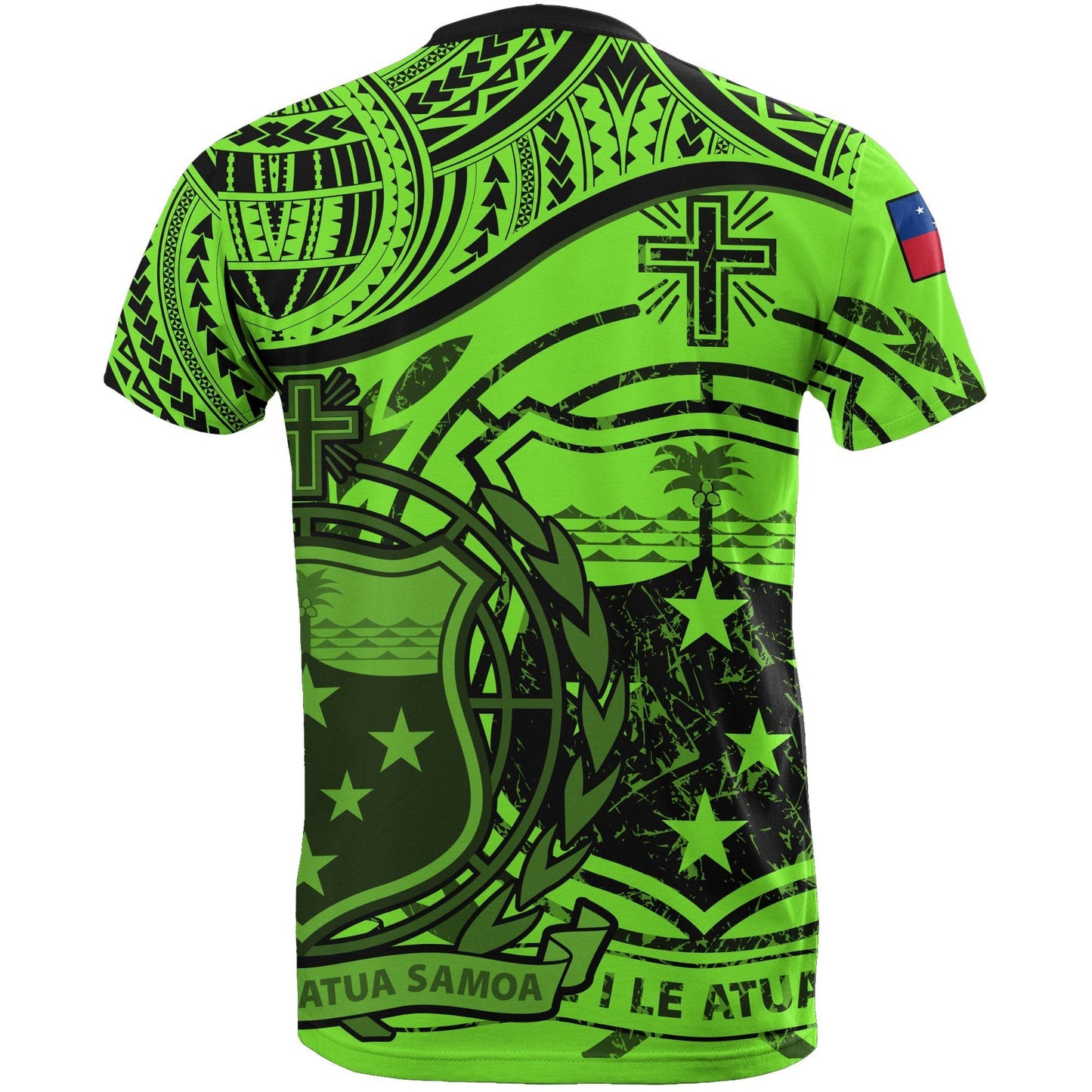 Samoa T - Shirts - Samoa Flag Coat Of Arms Green - A02