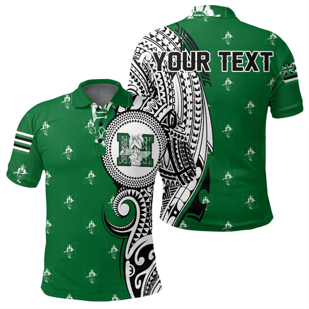 Personalized Hawaii Polo Shirt - Molokai High Tribal Kakau Polo Shirt - AH