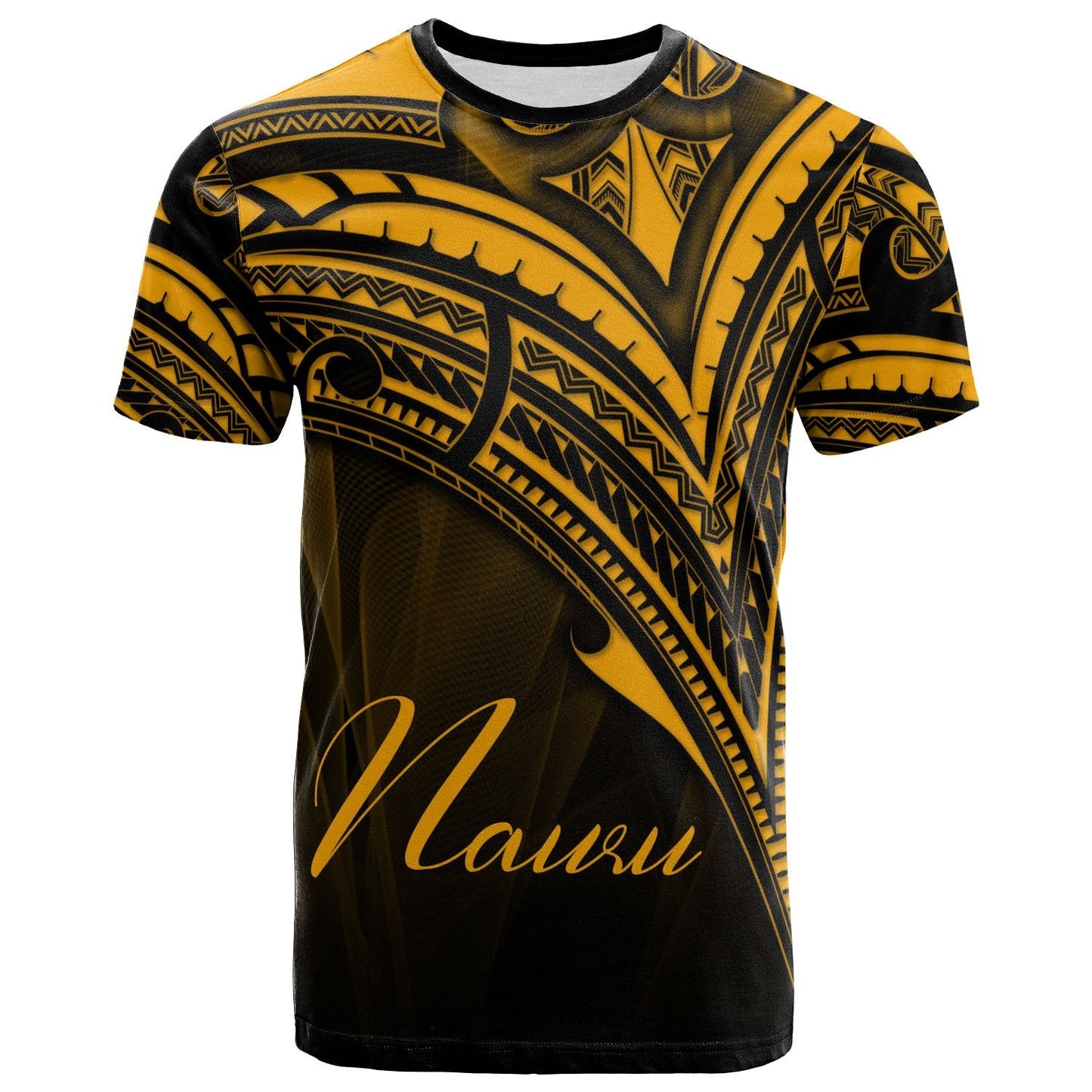 Nauru T Shirt Gold Color Cross Style