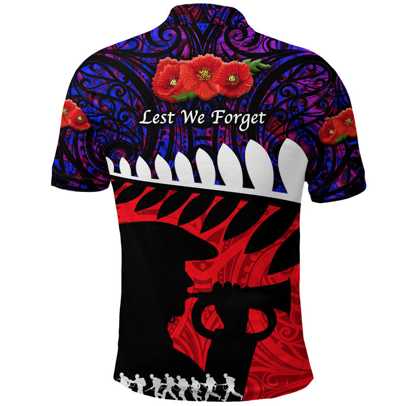 New Zealand Maori ANZAC Polo Shirt Remembrance Soldier - Purple
