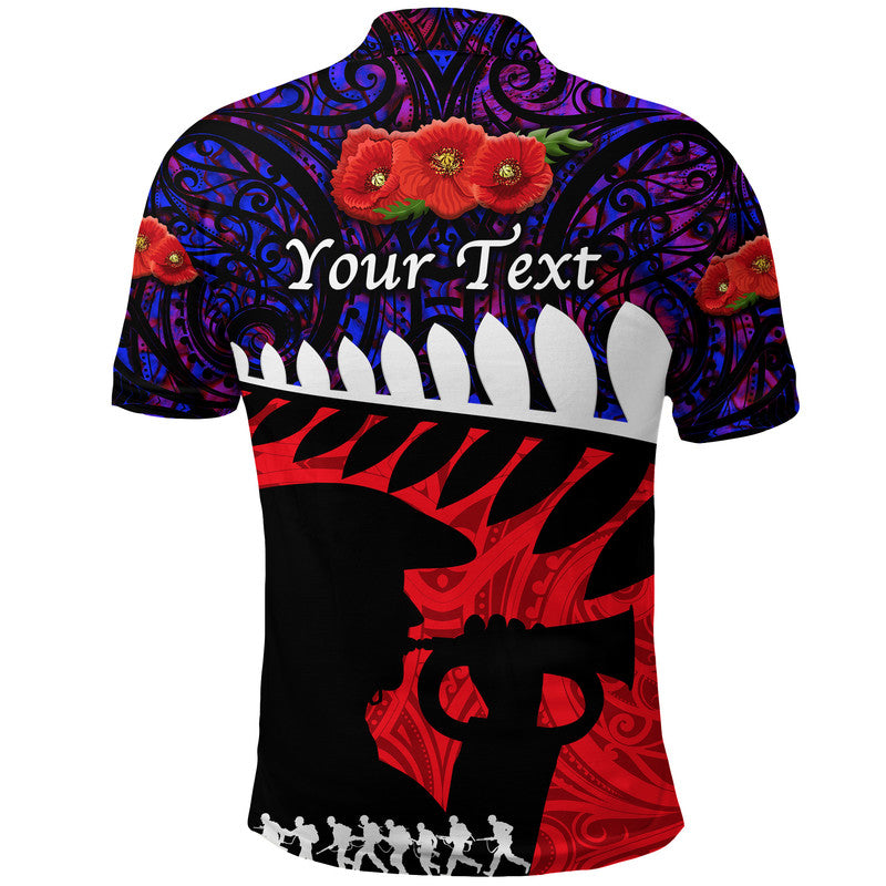 Custom Personalised New Zealand Maori ANZAC Polo Shirt Remembrance Soldier - Purple