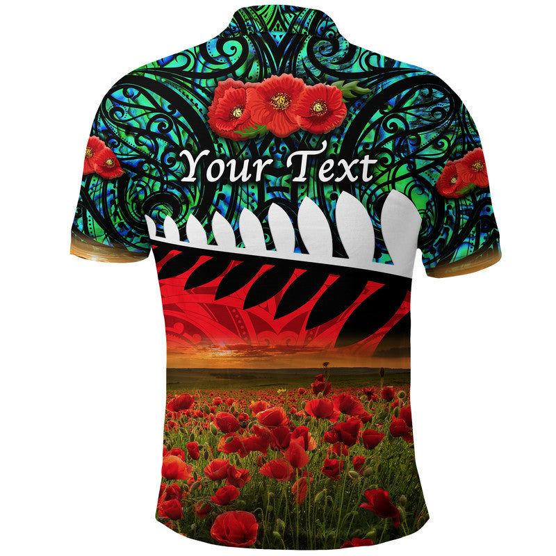 Custom Personalised New Zealand Maori ANZAC Polo Shirt Poppy Vibes - Turquoise