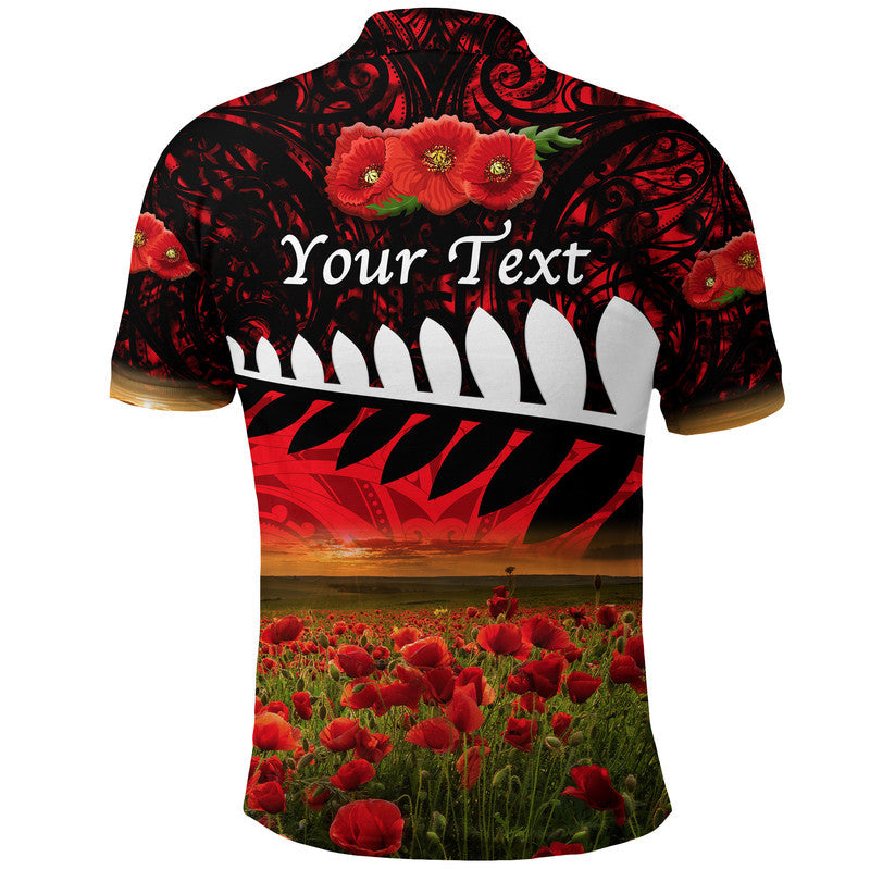 Custom Personalised New Zealand Maori ANZAC Polo Shirt Poppy Vibes - Red