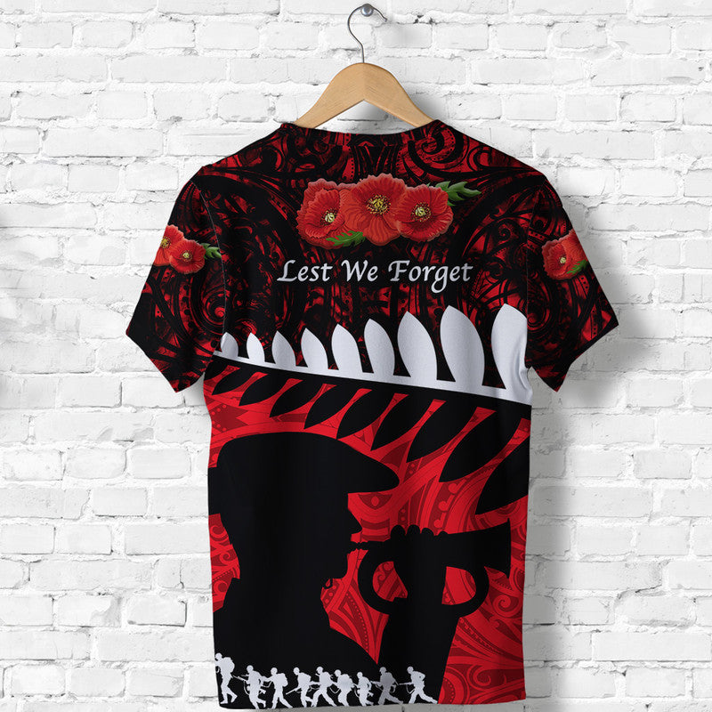 New Zealand Maori Anzac T Shirt Remembrance Soldier - Red