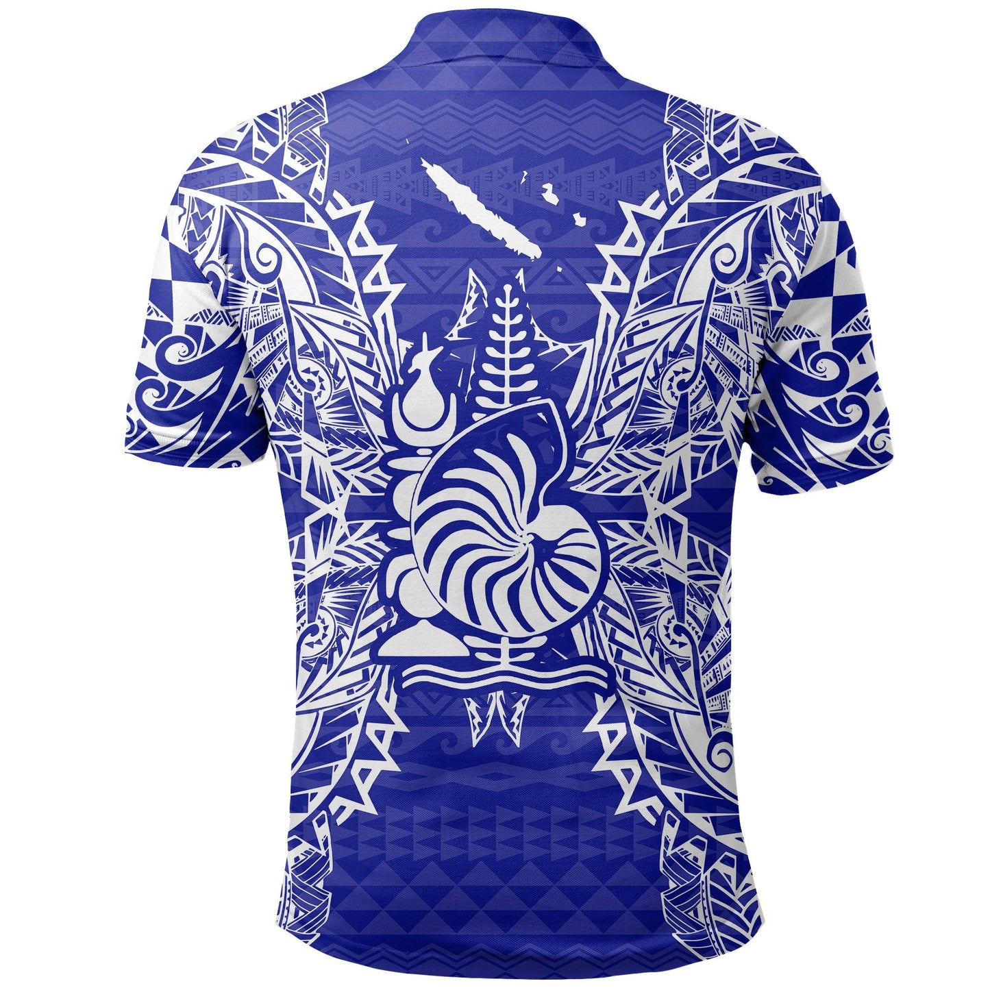 New Caledonia Polo Shirt - New Caledonia Coat Of Arms Map Polynesian Tattoo Blue