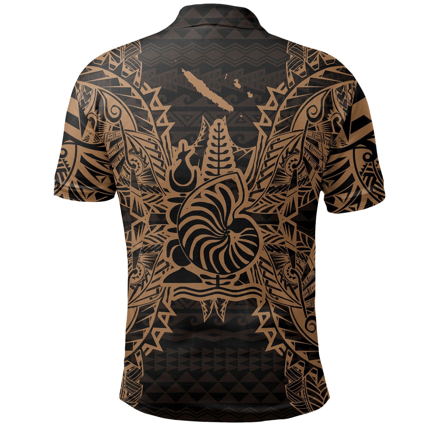 New Caledonia Polo Shirt - New Caledonia Coat Of Arms Map Polynesian Tattoo Gold