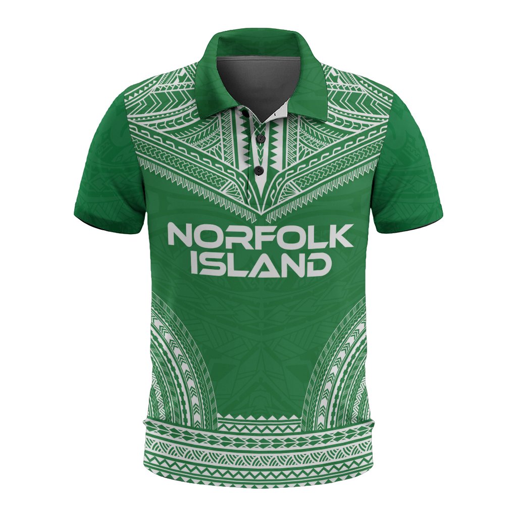 Norfolk Island Polo Shirt - Norfolk Island Coat Of Arms Polynesian Chief Tattoo Flag Version