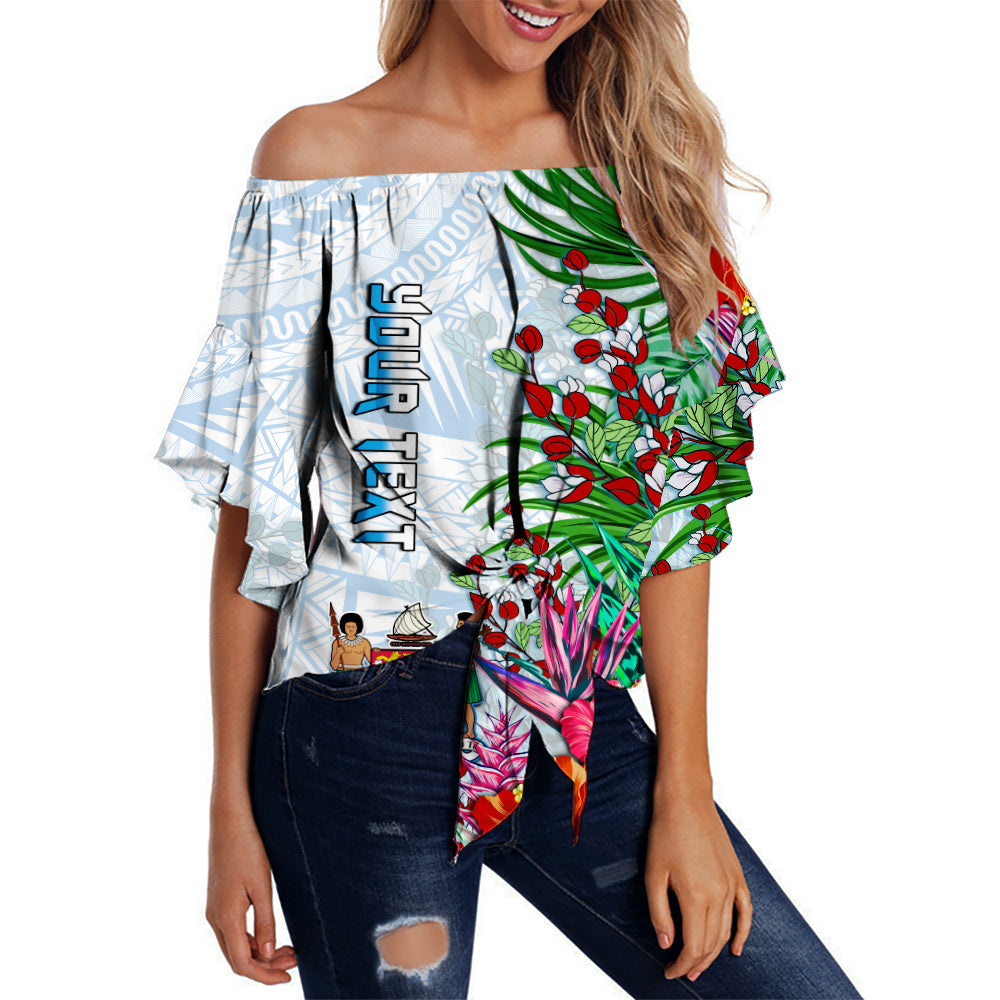 Fiji Off Shoulder Waist Wrap Top Proud Fijian Tapa mix Tagimoucia Flowers