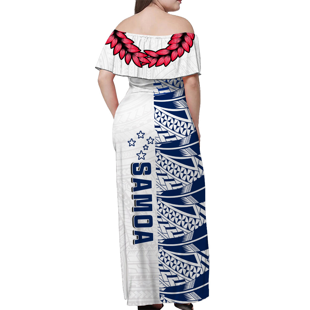 Toa Samoa Rugby Off Shoulder Long Dress Siamupini Ula Fala White