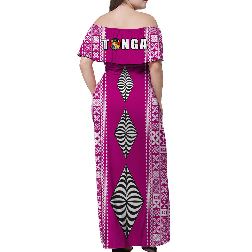 Tonga Rugby Off Shoulder Long Dress Mate Ma'a Tonga Version Purple