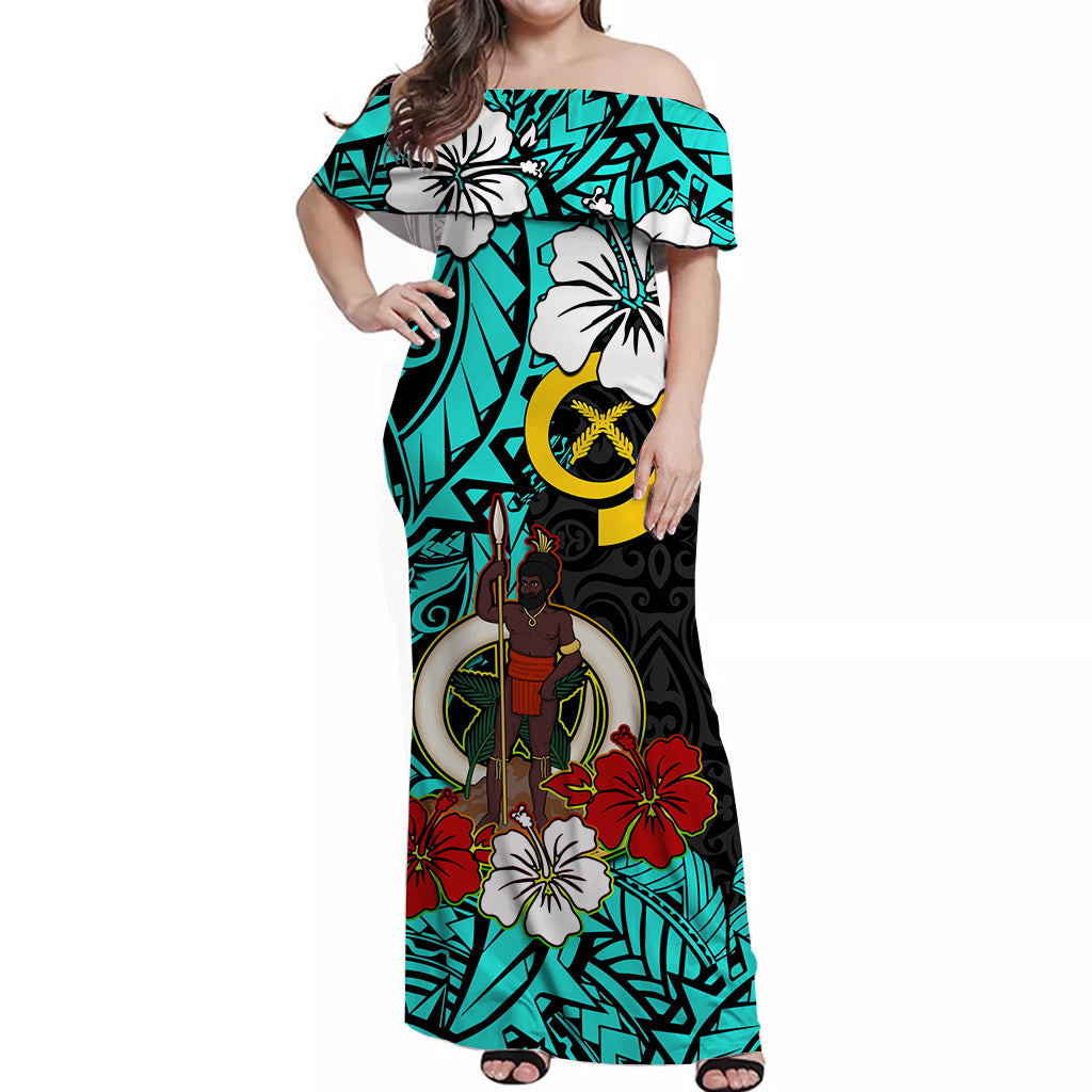 Vanuatu Off Shoulder Long Dress Polynesia Delightful Version 03