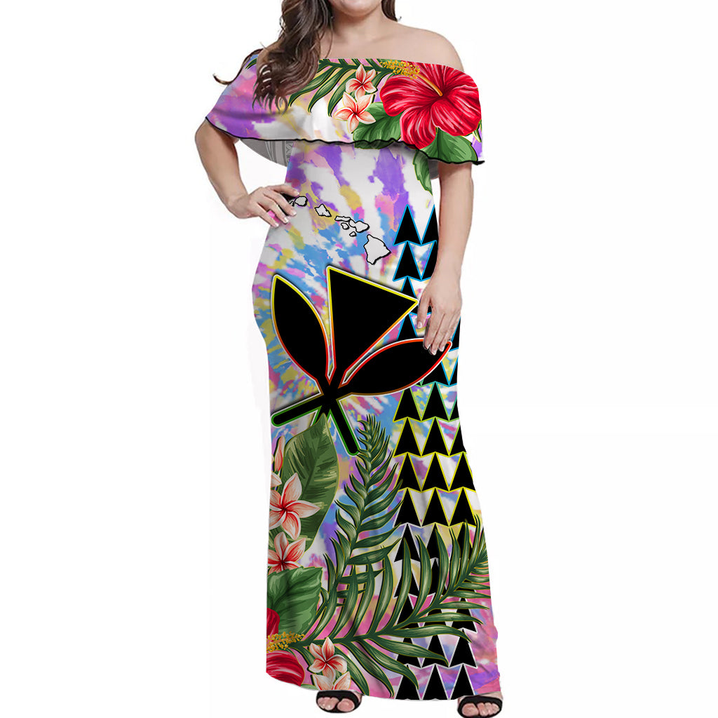 Hawaii Rainbow Tie Dye Long Sleeve Button Shirt Flowers Polynesian Hawaiian Tribal Ver.06