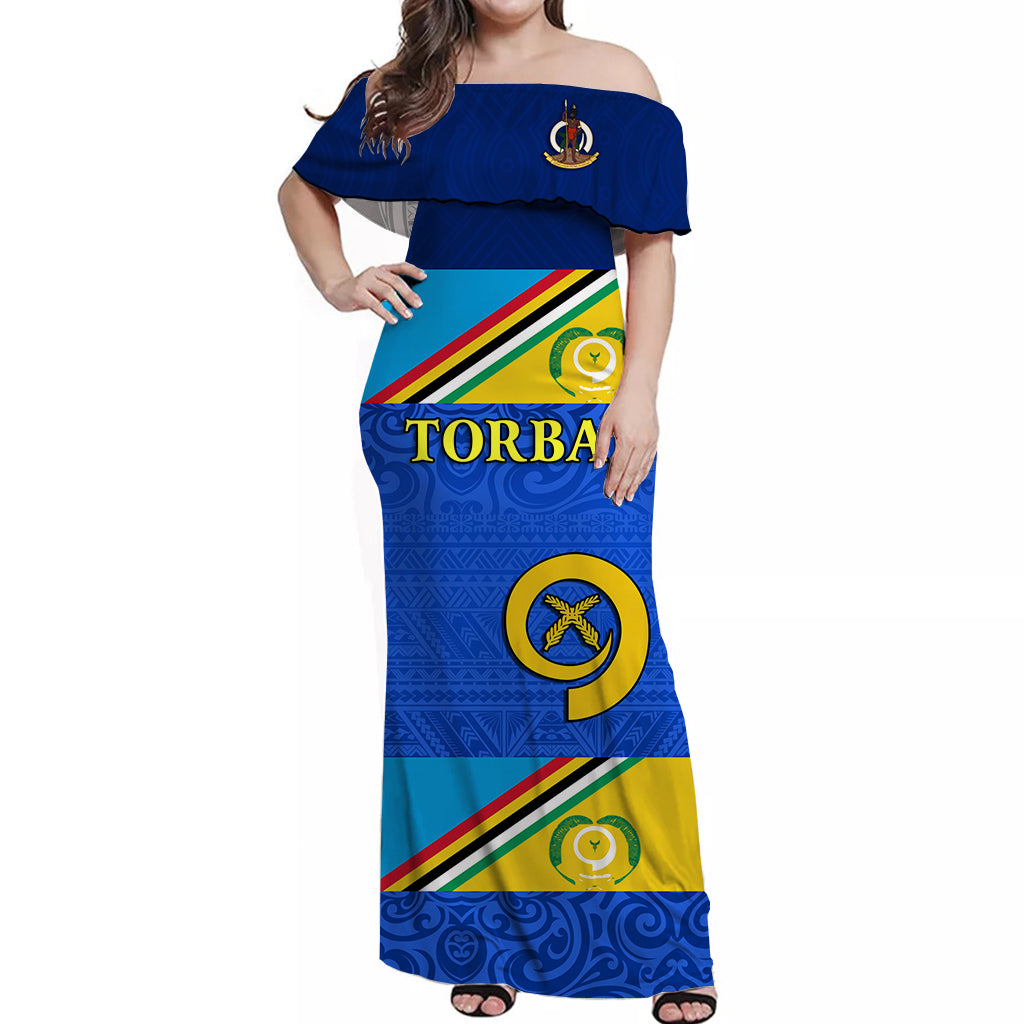 Torba Vanuatu Province Off Shoulder Long Dress Flag