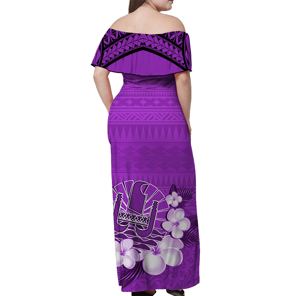 French Polynesia Off Shoulder Long Dress Happy Internal Autonomy Day Special Purple Version