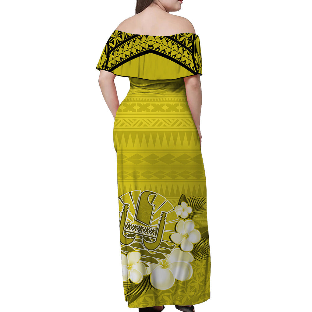 French Polynesia Off Shoulder Long Dress Happy Internal Autonomy Day Special Yellow Version