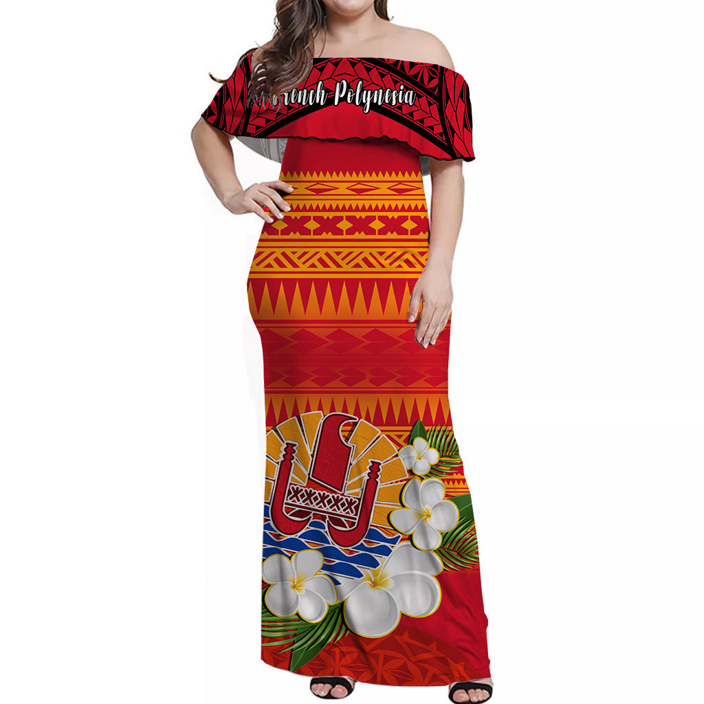 French Polynesia Off Shoulder Long Dress Happy Internal Autonomy Day Special Version