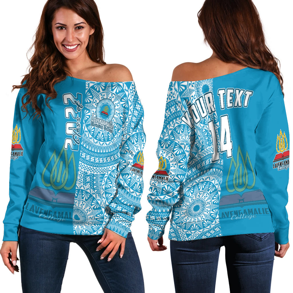 (Custom Personalised) Lavengamalie Tonga College Off Shoulder Sweater Class Of Year Tongan Ngatu Pattern