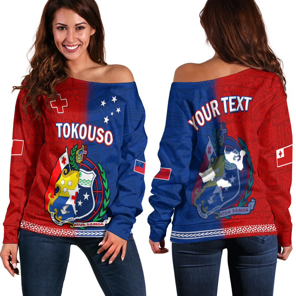 (Custom Personalised) TokoUso Off Shoulder Sweater Tonga and Samoa United We Stand Divided We Fall