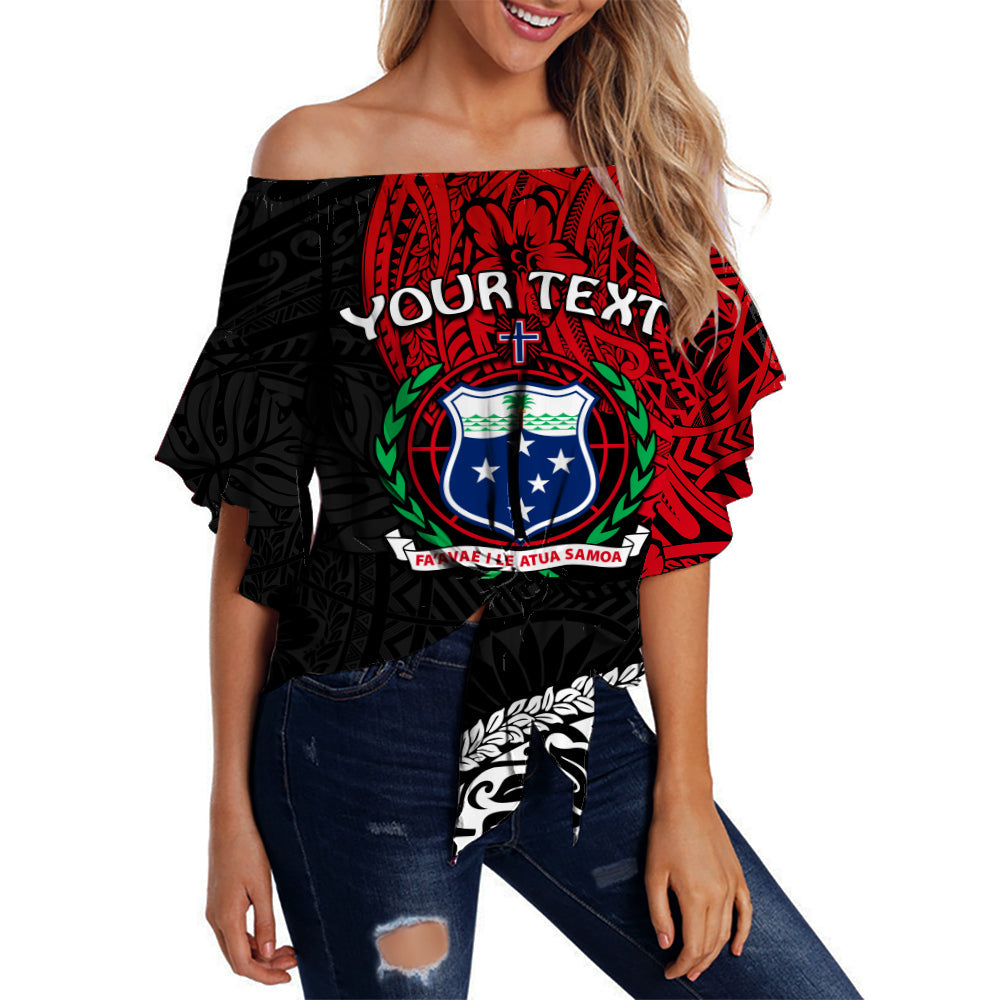 (Custom Personalised) Samoa Women Off Shoulder Waist Wrap Top Beloved Samoan Mix Polynesian Pattern