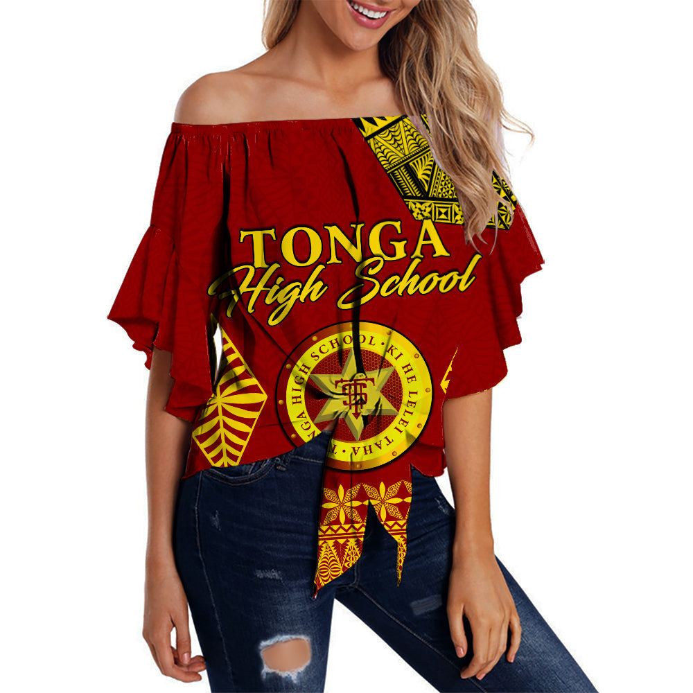 Tonga High School Off Shoulder Waist Wrap Top Tongan Ngatu