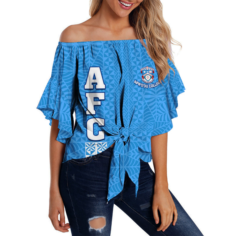 Apifo'ou College Off Shoulder Waist Wrap Top Tongan Pattern AFC Lovers