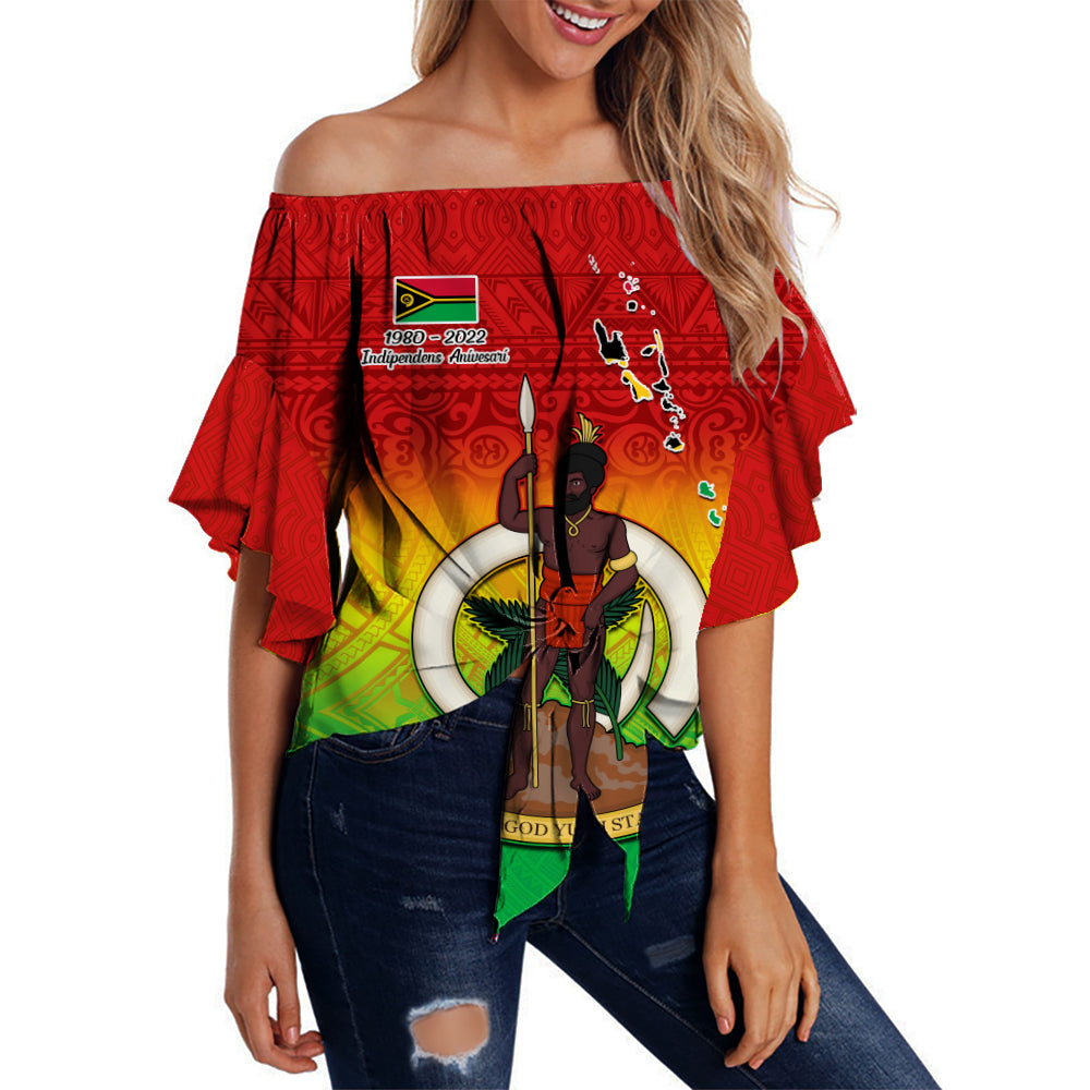 Vanuatu Independence Day Off Shoulder Waist Wrap Top 42nd Anniversary Yumi Yumi Yumi