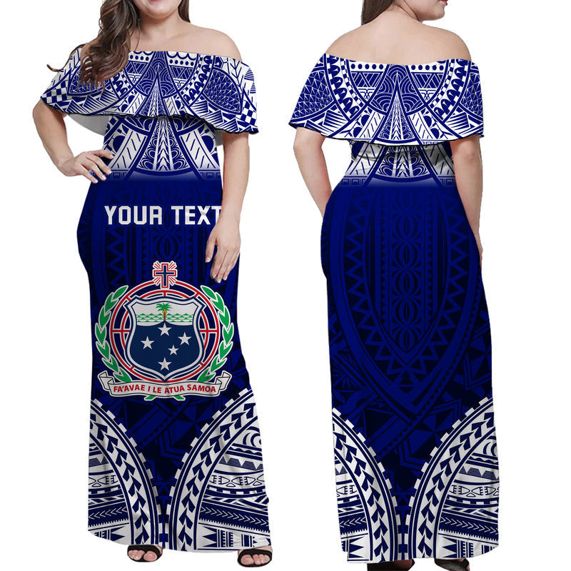 Custom Personalised Samoa Coat Of Arms Off Shoulder Long Dress Polynesian Pattern
