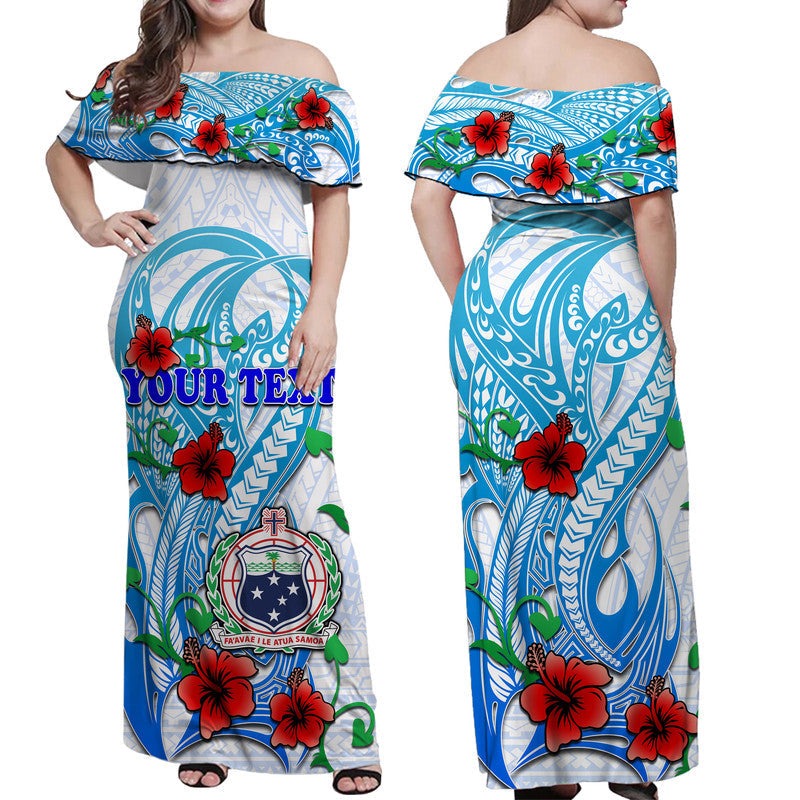 Custom Personalised Special Samoa HRPP Party Women Off Shoulder Long Dress Tribal Samoan Hibiscus Design