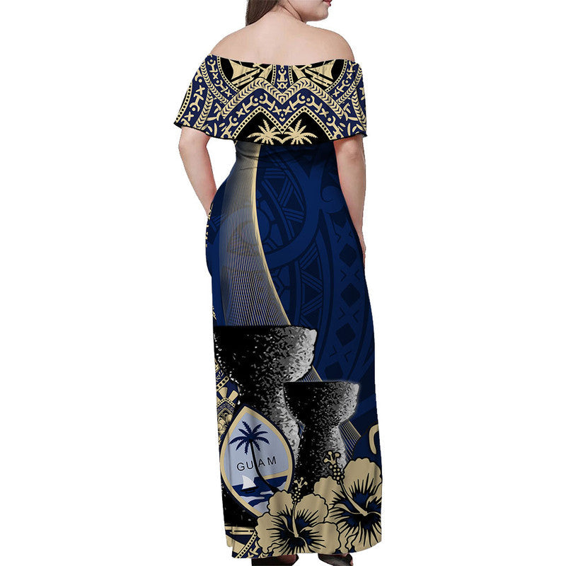 Guam Chamorro Off Shoulder Long Dress Blue Style