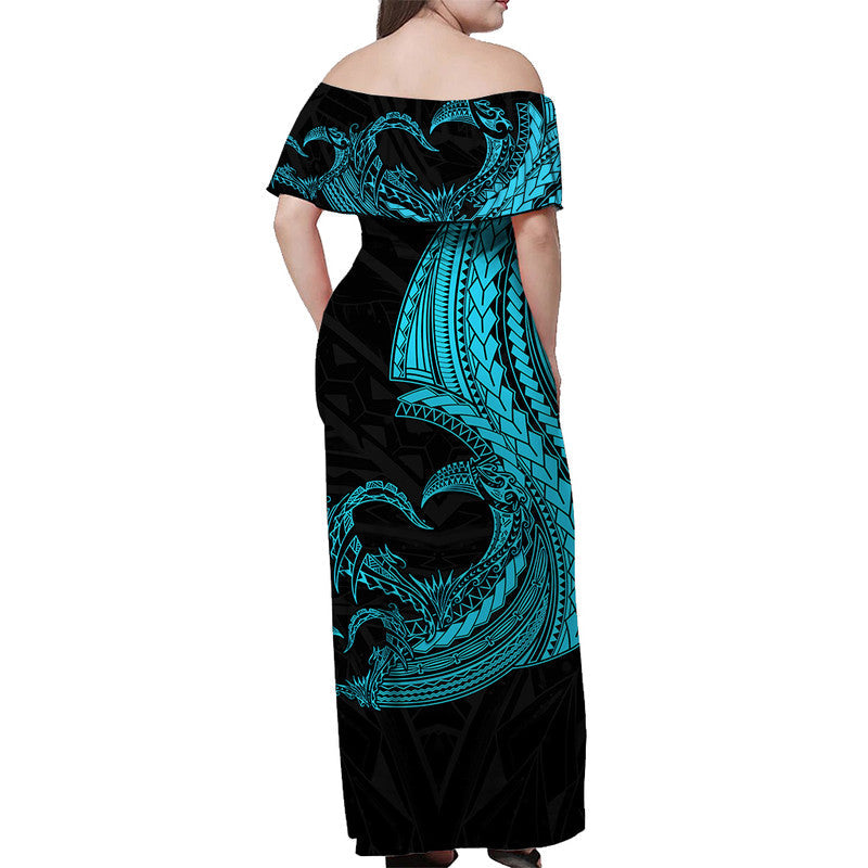 (Custom Personalised) Matching Outfits For Couples Polynesian Valentine Combo Dress And Shirt Heart Tattoo Blue Style