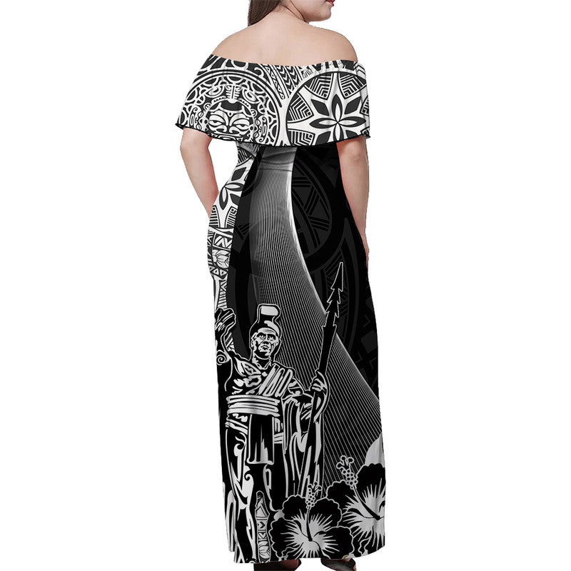 Hawaiian King Kamehameha Off Shoulder Long Dress Vibe Black Style
