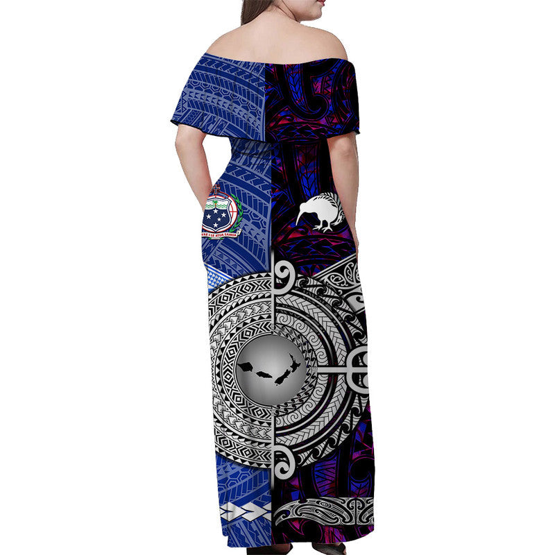 Samoa And New Zealand Off Shoulder Long Dress Together Purple