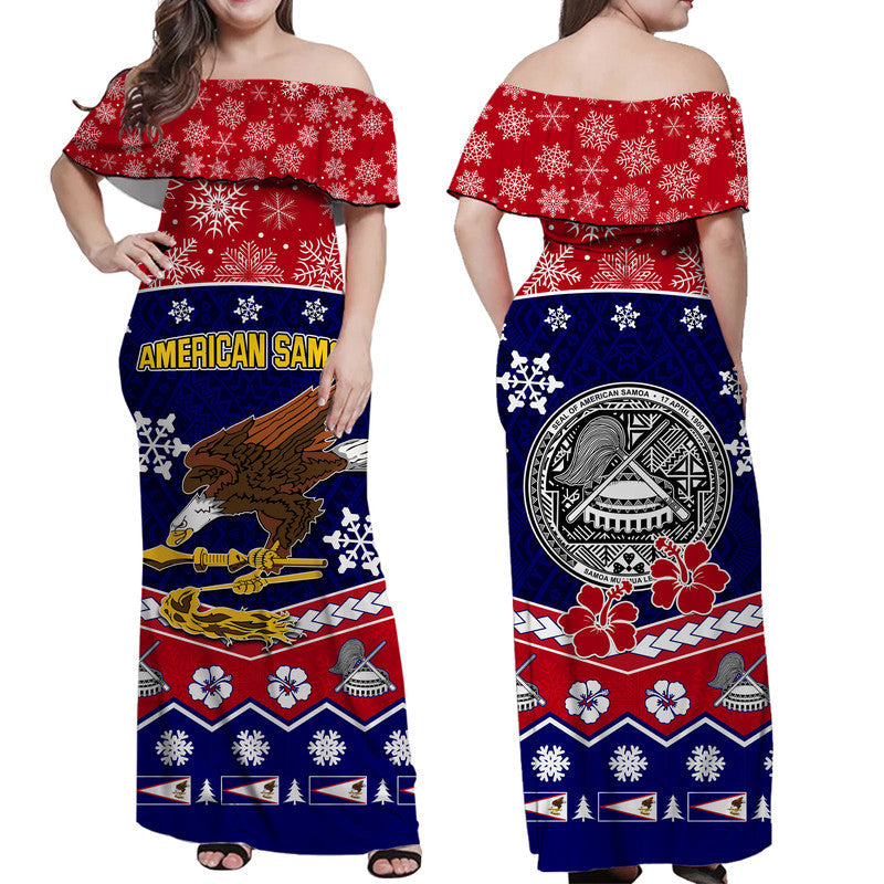 American Samoa Tribal Polynesian Christmas Vibe Women Off Shoulder Long Dress