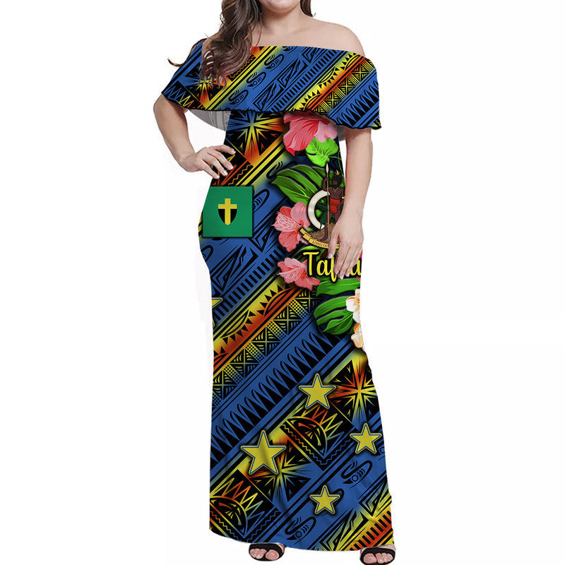 Vanuatu Tafea Off Shoulder Long Dress Independence Be Proud