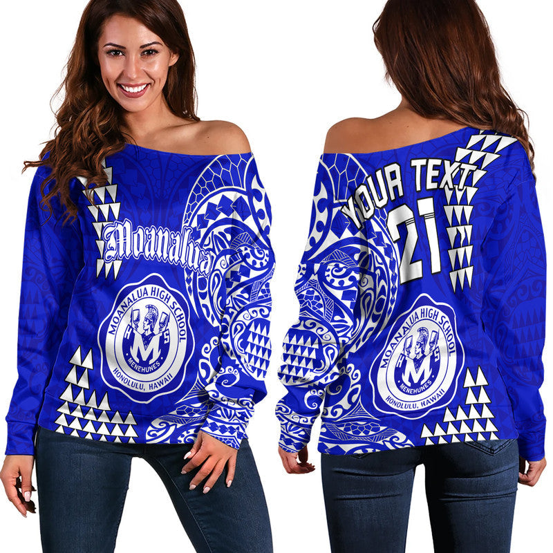 (Custom Personalised) Hawaii Moanalua High School Off Shoulder Sweater Tribal Kakau
