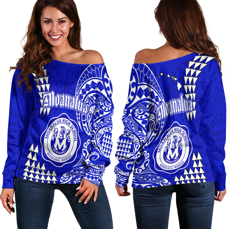 Hawaii Moanalua High School Off Shoulder Sweater Tribal Kakau